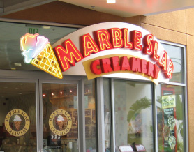Vinyl Logos on Glass for Marble Slab Creamery in Anaheim, CA