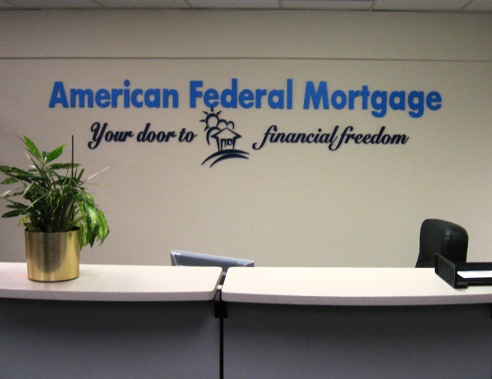 American Federal Mortgage Lobby Sign Irvine California