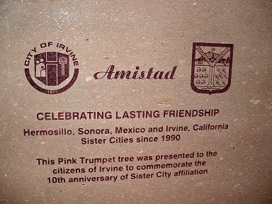 Amistad Commemorative Plaque Irvine CA Hermosillo Sonora MX
