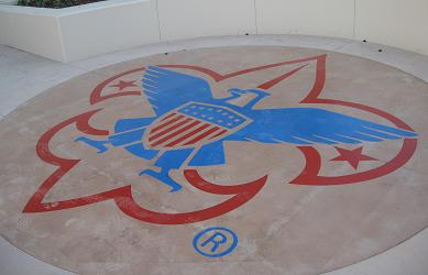 Sandblasted Boy Scouts Logo on Concrete in Los Angeles CA
