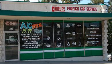 Cut Vinyl Lettering for Charles Foreign and Domestic Car Service in La Habra
