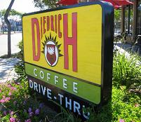 Western Red Cedar Sandblasted Wood Sign for Diedrich Coffee in Dana Point, CA