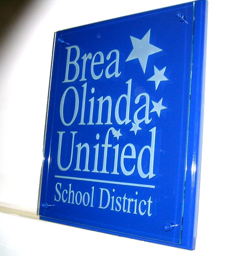 Glass Sign Brea Olinda School District