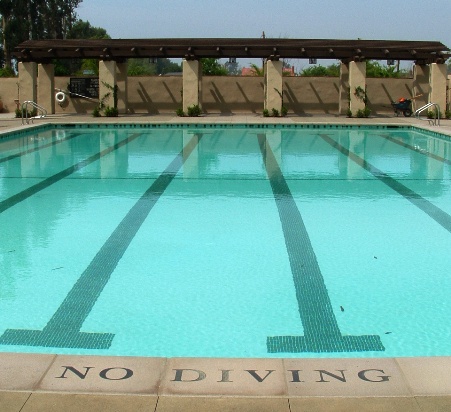 Onsite Sandblasting of Pool Depth Markers for Knollcrest Park in Irvine CA
