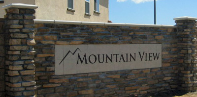 Sandblasted Stone Entry Monument for Mountain View in Lancaster CA