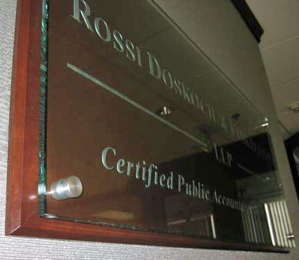 Rossi Doskocil and Finkelstein Long Beach CA Glass Sign