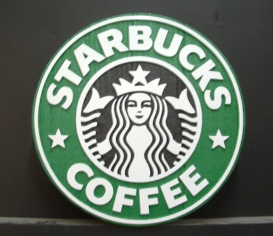 Sandblasted Wood Sign Starbucks Coffee