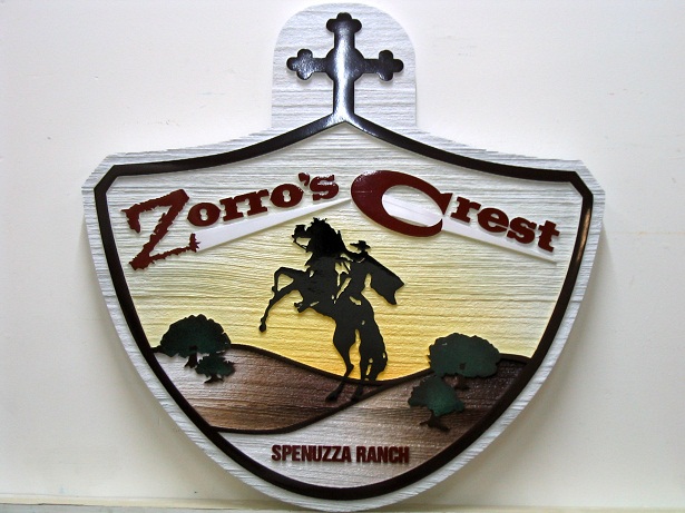 Sandblasted Wood Sign Zorro's Crest